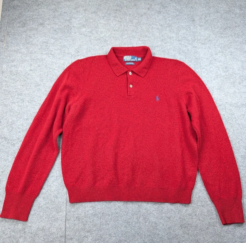 Polo Ralph Lauren Sweater Men XXL Lambswool Collared Preppy Timeless Vintage 90s